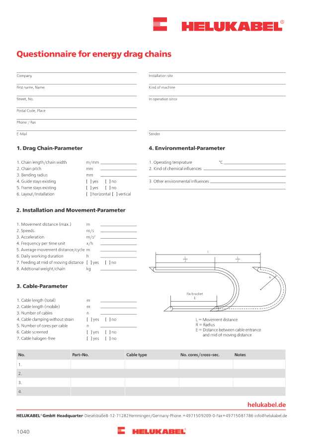 Questionnaire For Energy Drag Chains