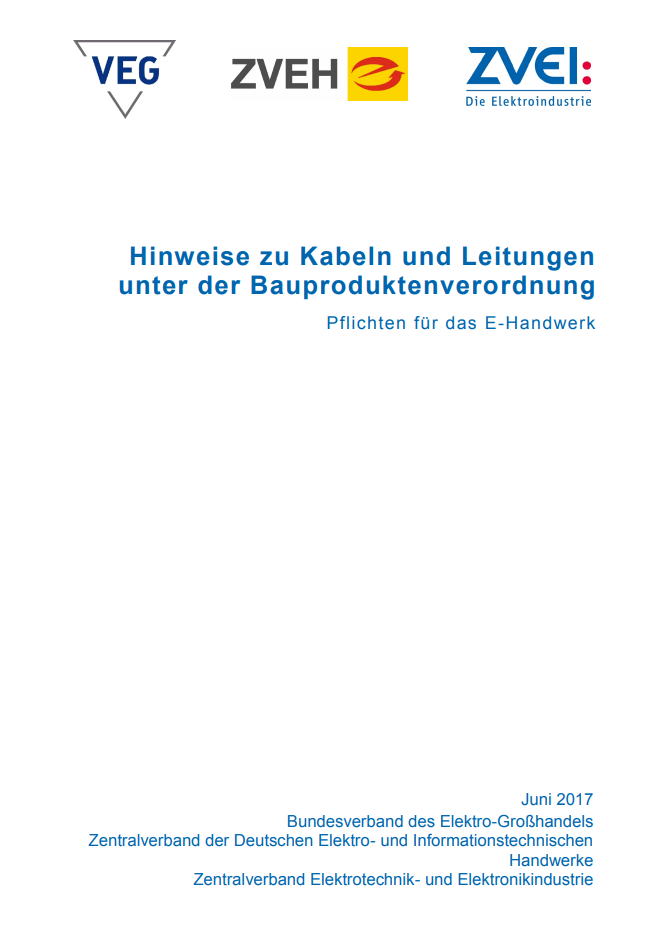 Hinweise zu Kabeln und Leitungen unter der Bauproduktenverordnung