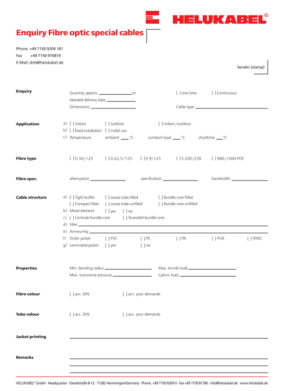 Special Fiber Optic Cable Inquiry