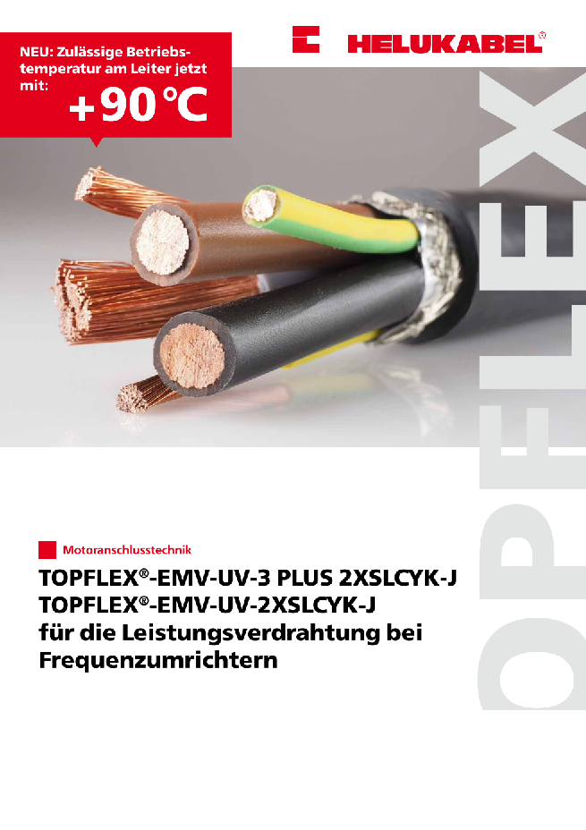 TOPFLEX®-EMV-UV-3 PLUS 2XSLCYK-J und -EMV-UV-2XSLCYK-J für die Leistungsverdrahtung bei Frequenzumrichtern