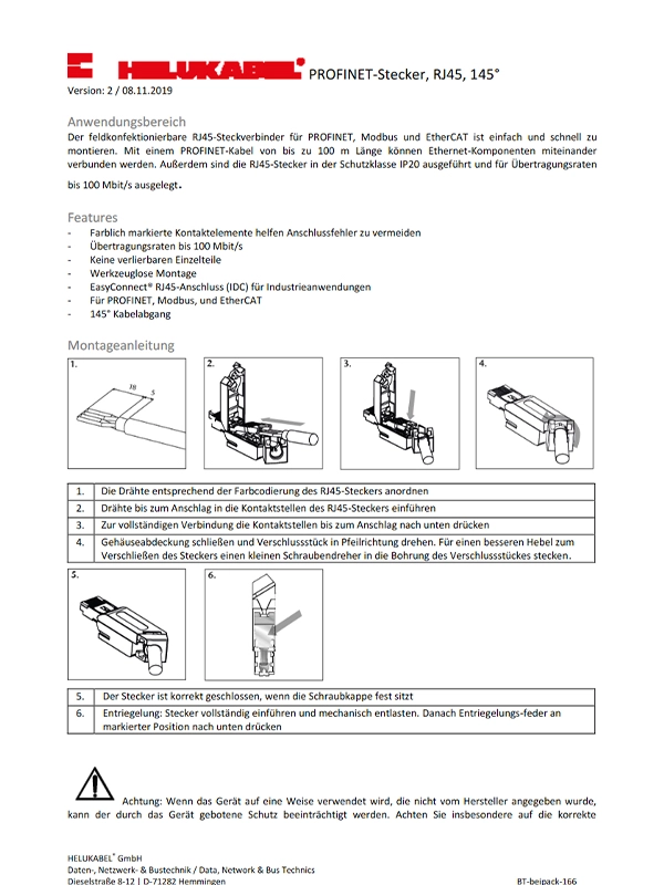 PROFInet Stecker - Art. Nr. 11017443