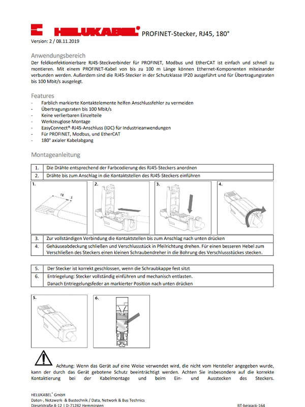 PROFInet Stecker - Art. Nr. 805401