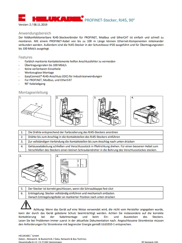 PROFInet Stecker - Art. Nr. 805402