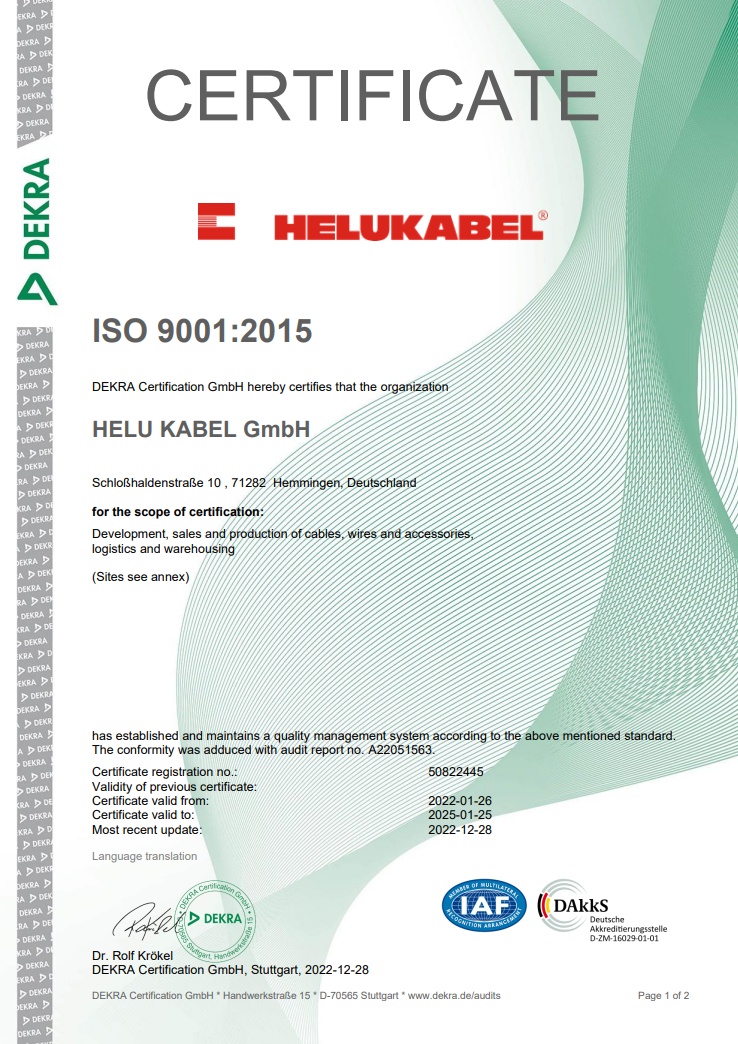 DIN EN ISO 9001 and DIN EN ISO 14001