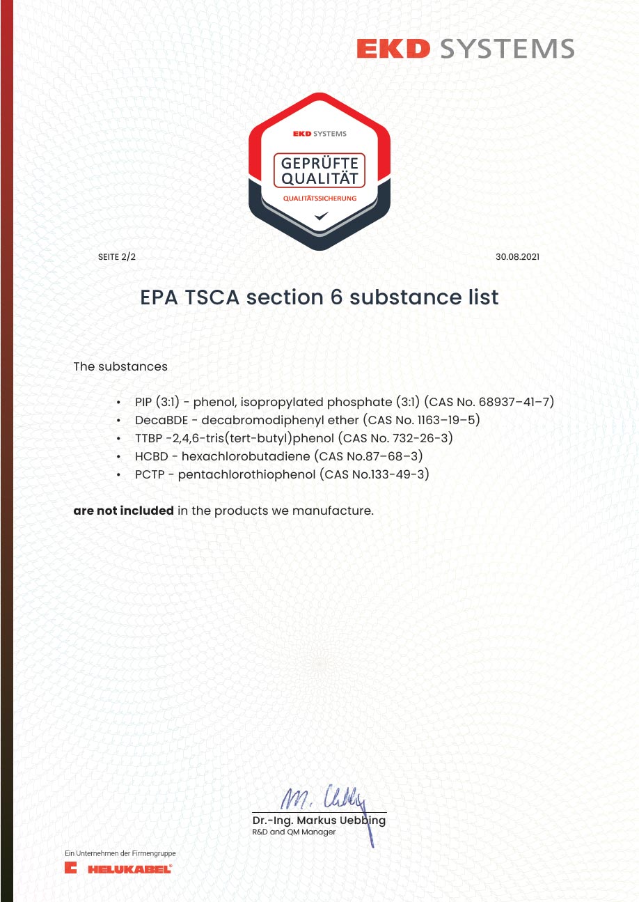 EPA TSCA section 6 Substanz-Liste
