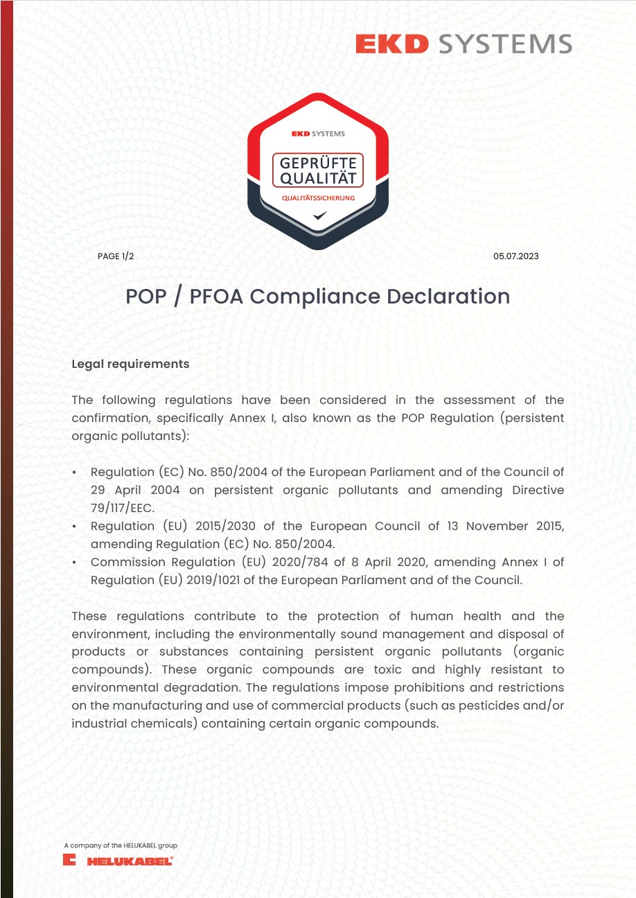 POP / PFOA Konformitätserklärung
