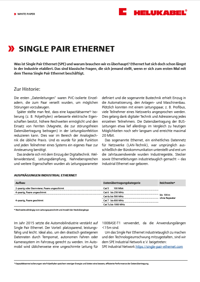 White Paper Single Pair Ethernet