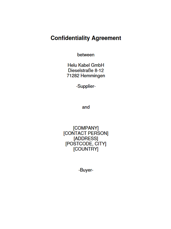 Confidentiality Agreement