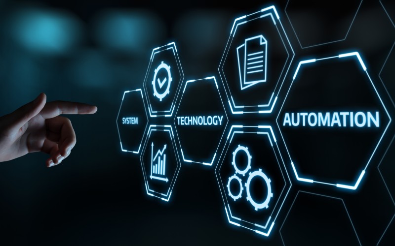 Automation concept with icons and text. 