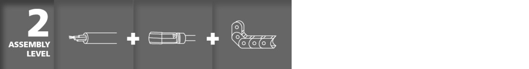 Assembly Level 2 consists of an assembled cable and a energy chain. Assembly Level 2 consists of an assembled cable and a energy chain.