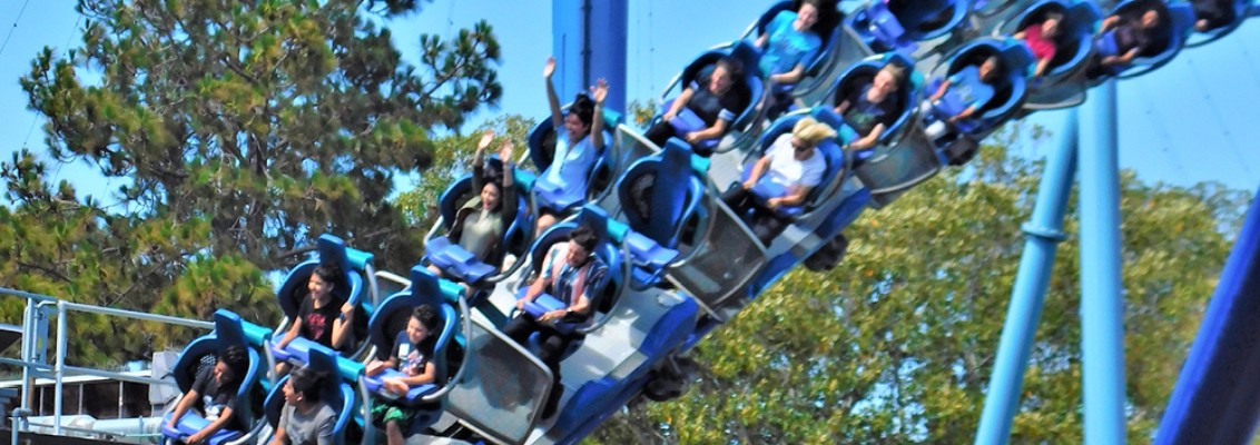Blue Roller Coaster in Action