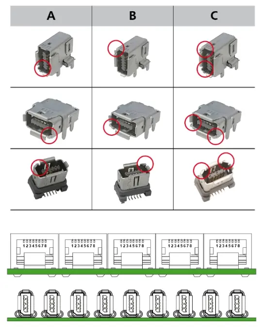 Various housing sockets for ix Ethernet