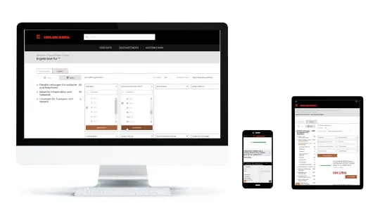 Product finder page on different devices