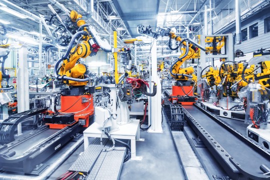 Production line with robots