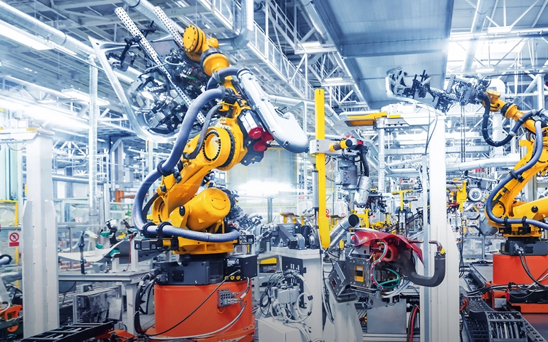 Leitungen an Industrie Robotern