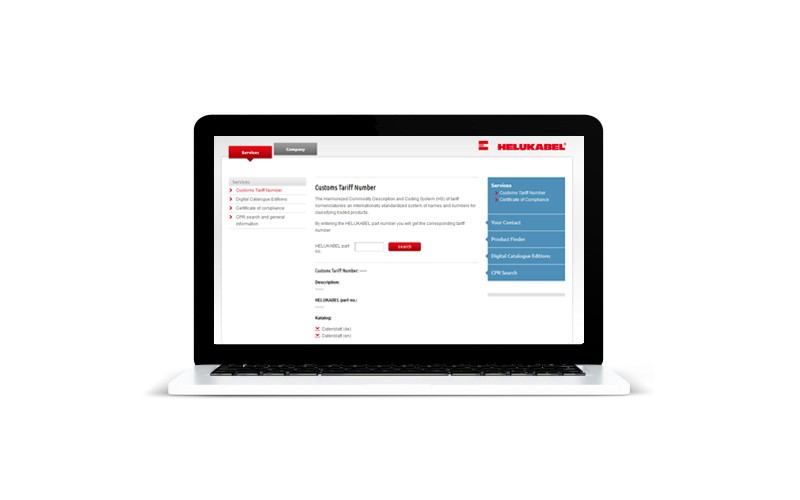 Laptop with the customs tarif number search page