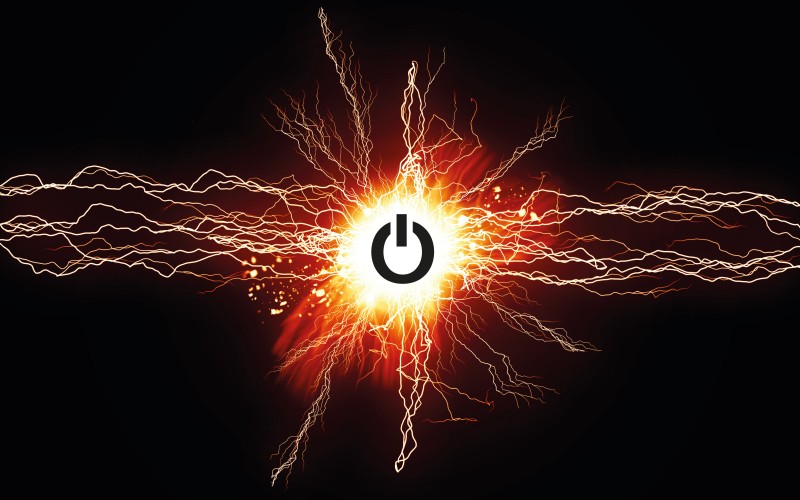 Flashes of light with a power icon 