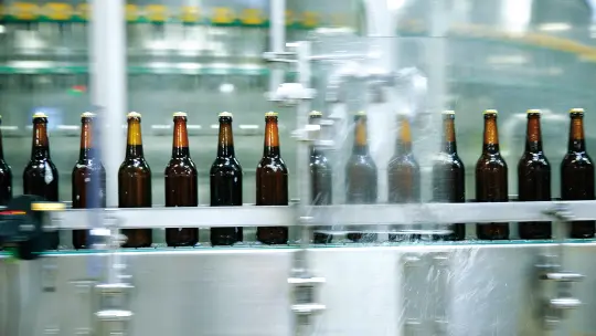 bottles in a production line