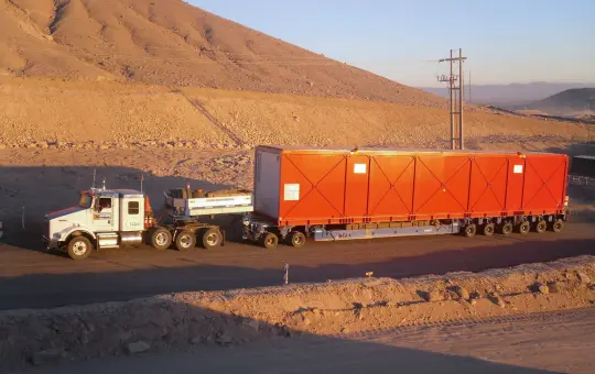 Container is transported on a truck