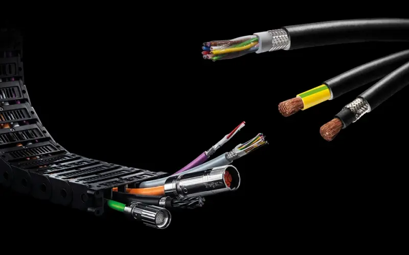 Pre-Assembled Drag Chain next to three Multispeed Cables